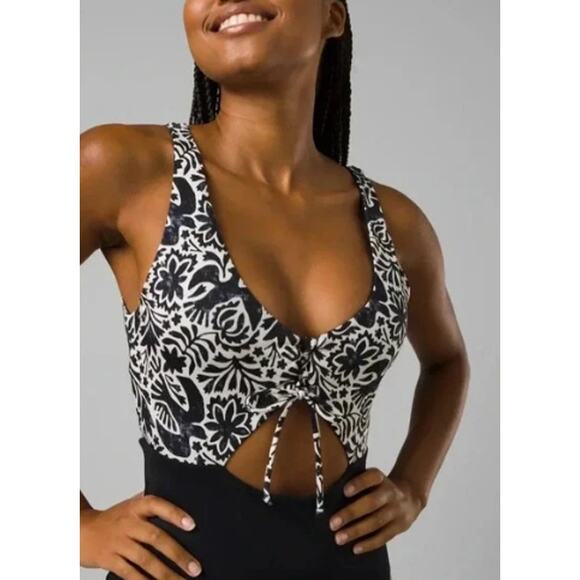 PRANA Women's Ruby Beach One-Piece Swimsuit Small Black Flora Fauna NWT - Picture 2 of 14